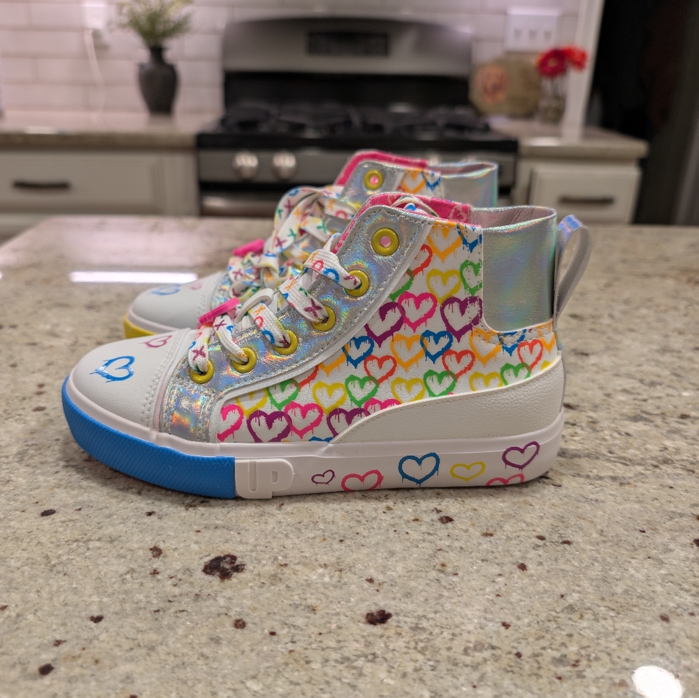 High Top Little Girl's Heart Sneakers